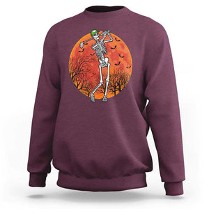 Golfing Skeleton Sweatshirt Funny Golf Skeleton Golf Lover Golfer Halloween Costume TS02 Maroon Print Your Wear