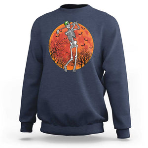 Golfing Skeleton Sweatshirt Funny Golf Skeleton Golf Lover Golfer Halloween Costume TS02 Navy Print Your Wear