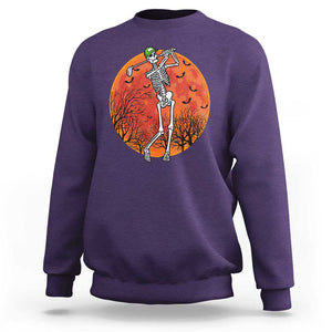 Golfing Skeleton Sweatshirt Funny Golf Skeleton Golf Lover Golfer Halloween Costume TS02 Purple Print Your Wear