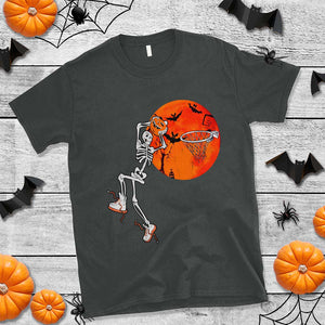 Basketball Skeleton T Shirt Halloween Basketball Lover Scary Night TS02 Dark Heather Print Your Wear