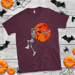 Basketball Skeleton T Shirt Halloween Basketball Lover Scary Night TS02 Maroon Print Your Wear