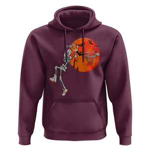 Basketball Skeleton Hoodie Halloween Basketball Lover Scary Night TS02 Maroon Print Your Wear