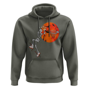 Basketball Skeleton Hoodie Halloween Basketball Lover Scary Night TS02 Military Green Print Your Wear