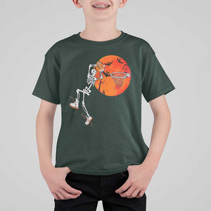 Basketball Skeleton T Shirt For Kid Halloween Basketball Lover Scary Night TS02 Dark Forest Green Print Your Wear