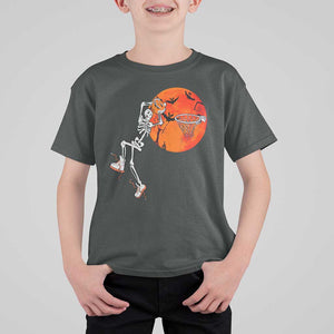 Basketball Skeleton T Shirt For Kid Halloween Basketball Lover Scary Night TS02 Dark Heather Print Your Wear