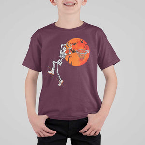 Basketball Skeleton T Shirt For Kid Halloween Basketball Lover Scary Night TS02 Maroon Print Your Wear