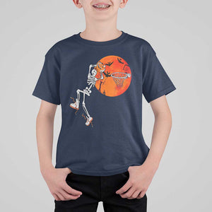 Basketball Skeleton T Shirt For Kid Halloween Basketball Lover Scary Night TS02 Navy Print Your Wear