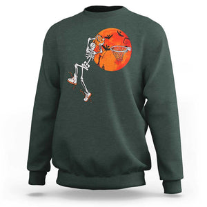 Basketball Skeleton Sweatshirt Halloween Basketball Lover Scary Night TS02 Dark Forest Green Print Your Wear