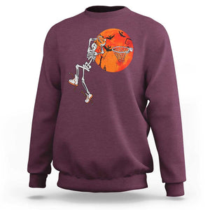 Basketball Skeleton Sweatshirt Halloween Basketball Lover Scary Night TS02 Maroon Print Your Wear