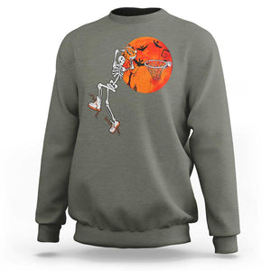 Basketball Skeleton Sweatshirt Halloween Basketball Lover Scary Night TS02 Military Green Print Your Wear