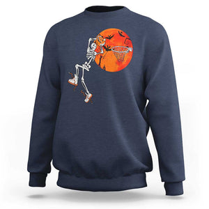 Basketball Skeleton Sweatshirt Halloween Basketball Lover Scary Night TS02 Navy Print Your Wear