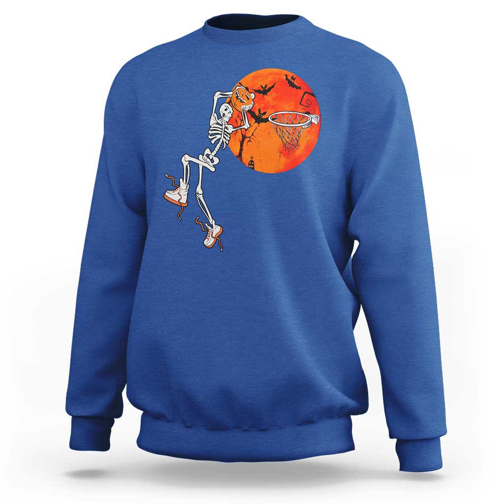 Basketball Skeleton Sweatshirt Halloween Basketball Lover Scary Night TS02 Royal Blue Print Your Wear