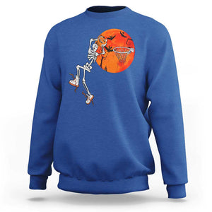 Basketball Skeleton Sweatshirt Halloween Basketball Lover Scary Night TS02 Royal Blue Print Your Wear