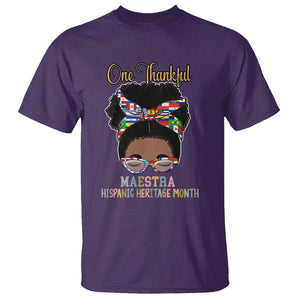 Hispanic Teacher T Shirt One Thankful Maestra Hispanic Heritage Month Latina Countries Flags TS02 Purple Printyourwear