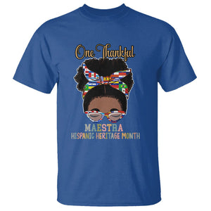 Hispanic Teacher T Shirt One Thankful Maestra Hispanic Heritage Month Latina Countries Flags TS02 Royal Blue Printyourwear