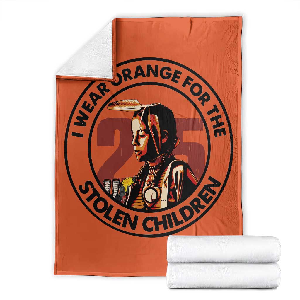 I Wear Orange For The 215 Stolen Children Throw Blanket Indigenous Girl Orange Shirt Day TS02 Orange Print Your Wear
