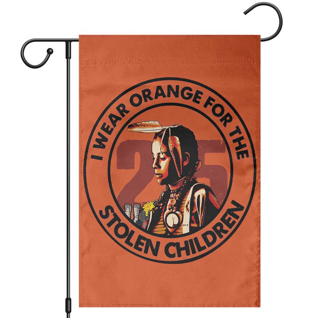 I Wear Orange For The 215 Stolen Children Garden Flag Indigenous Girl Orange Shirt Day TS02 Orange Print Your Wear