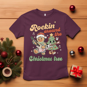 Groovy Christmas T Shirt Rockin' Around The Xmas Tree Groovy Gingerbread Man TS02 Maroon Printyourwear