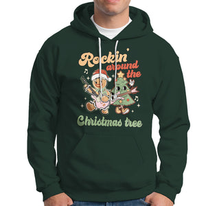 Groovy Christmas Hoodie Rockin' Around The Xmas Tree Groovy Gingerbread Man TS02 Dark Forest Green Printyourwear