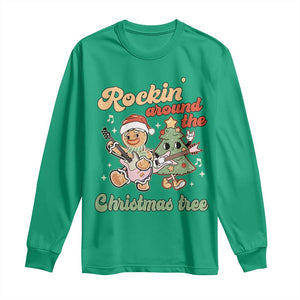 Groovy Christmas Long Sleeve Shirt Rockin' Around The Xmas Tree Groovy Gingerbread Man TS02 Irish Green Print Your Wear