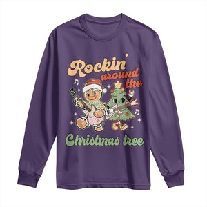 Groovy Christmas Long Sleeve Shirt Rockin' Around The Xmas Tree Groovy Gingerbread Man TS02 Purple Print Your Wear