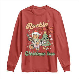 Groovy Christmas Long Sleeve Shirt Rockin' Around The Xmas Tree Groovy Gingerbread Man TS02 Red Print Your Wear