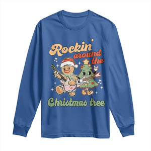 Groovy Christmas Long Sleeve Shirt Rockin' Around The Xmas Tree Groovy Gingerbread Man TS02 Royal Blue Print Your Wear