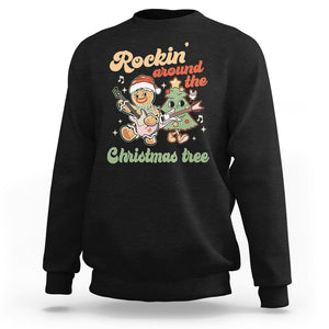 Groovy Christmas Sweatshirt Rockin' Around The Xmas Tree Groovy Gingerbread Man TS02 Black Printyourwear