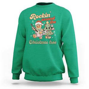 Groovy Christmas Sweatshirt Rockin' Around The Xmas Tree Groovy Gingerbread Man TS02 Irish Green Printyourwear