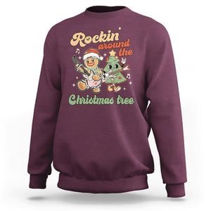 Groovy Christmas Sweatshirt Rockin' Around The Xmas Tree Groovy Gingerbread Man TS02 Maroon Printyourwear