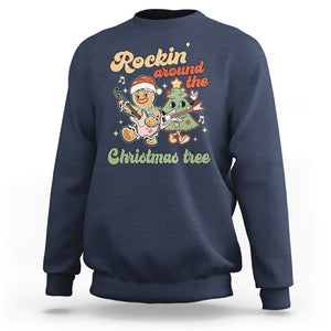 Groovy Christmas Sweatshirt Rockin' Around The Xmas Tree Groovy Gingerbread Man TS02 Navy Printyourwear