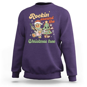 Groovy Christmas Sweatshirt Rockin' Around The Xmas Tree Groovy Gingerbread Man TS02 Purple Printyourwear