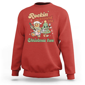 Groovy Christmas Sweatshirt Rockin' Around The Xmas Tree Groovy Gingerbread Man TS02 Red Printyourwear