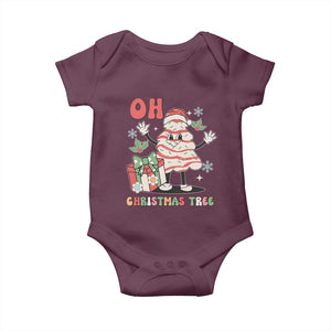 Oh Christmas Tree Retro Groovy Baby Onesie TS02 Maroon Print Your Wear