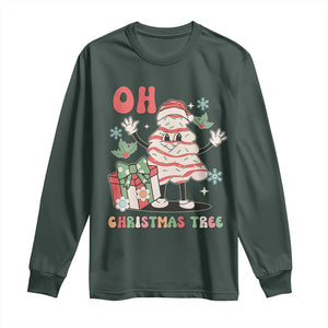 Oh Christmas Tree Retro Groovy Long Sleeve Shirt TS02 Dark Forest Green Print Your Wear