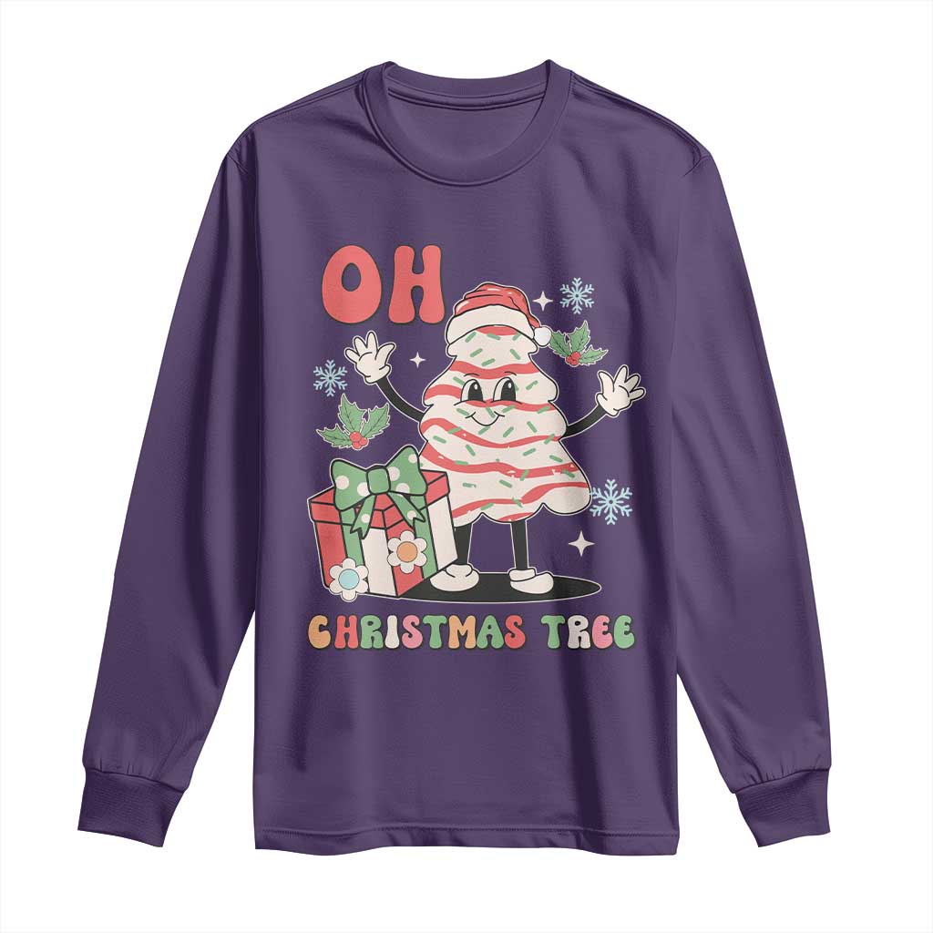 Oh Christmas Tree Retro Groovy Long Sleeve Shirt TS02 Purple Print Your Wear