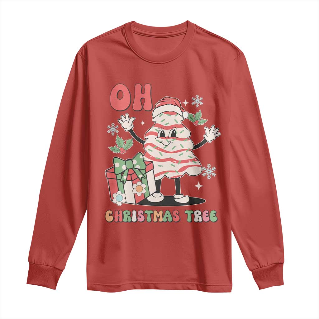 Oh Christmas Tree Retro Groovy Long Sleeve Shirt TS02 Red Print Your Wear