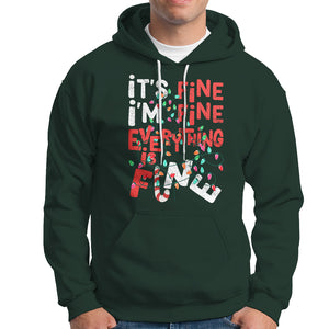 Funny Christmas Hoodie It's Fine I'm Fine Everthing Is Fine Xmas Lights TS02 Dark Forest Green Printyourwear