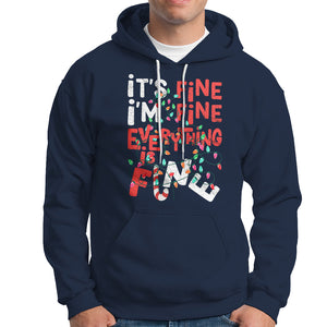 Funny Christmas Hoodie It's Fine I'm Fine Everthing Is Fine Xmas Lights TS02 Navy Printyourwear