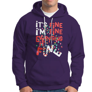 Funny Christmas Hoodie It's Fine I'm Fine Everthing Is Fine Xmas Lights TS02 Purple Printyourwear