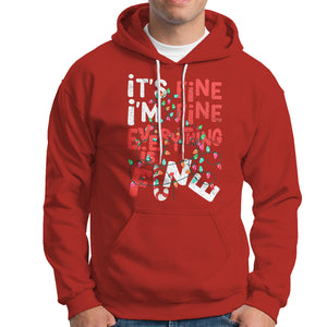 Funny Christmas Hoodie It's Fine I'm Fine Everthing Is Fine Xmas Lights TS02 Red Printyourwear