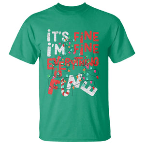 Funny Christmas T Shirt It's Fine I'm Fine Everthing Is Fine Xmas Lights TS02 Irish Green Printyourwear