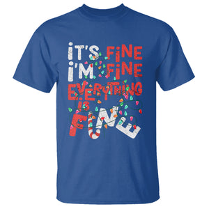 Funny Christmas T Shirt It's Fine I'm Fine Everthing Is Fine Xmas Lights TS02 Royal Blue Printyourwear