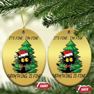 Black Cat Christmas Christmas Ornament It's Fine I'm Fine Everthing Is Fine Funny Xmas TS02 Oval Gold Print Your Wear