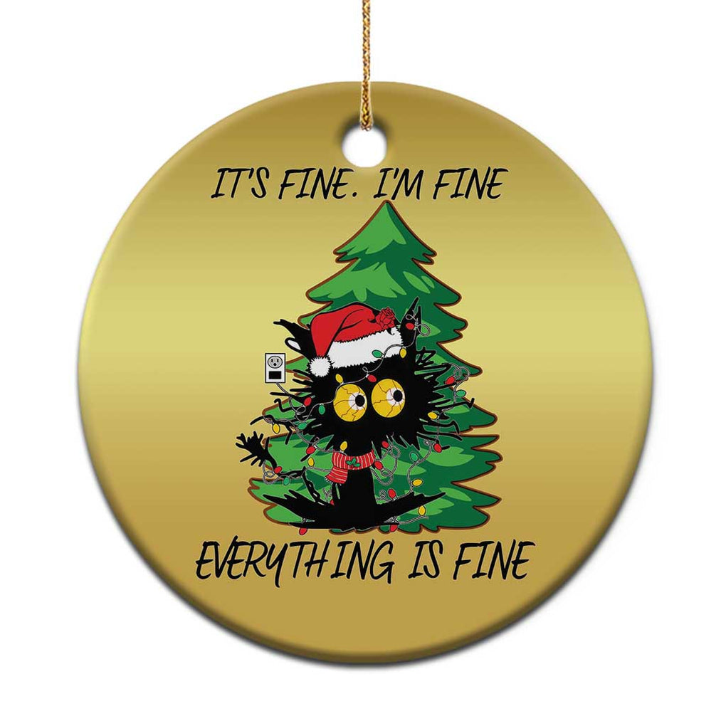 Black Cat Christmas Christmas Ornament It's Fine I'm Fine Everthing Is Fine Funny Xmas TS02 Print Your Wear