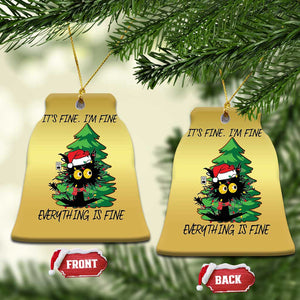 Black Cat Christmas Christmas Ornament It's Fine I'm Fine Everthing Is Fine Funny Xmas TS02 Bell Flake Gold Print Your Wear