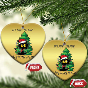 Black Cat Christmas Christmas Ornament It's Fine I'm Fine Everthing Is Fine Funny Xmas TS02 Heart Gold Print Your Wear