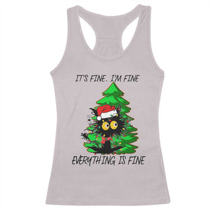 Black Cat Christmas Racerback Tank Top It's Fine I'm Fine Everthing Is Fine Funny Xmas TS02 Ice Gray Print Your Wear