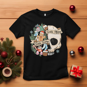 Skull Christmas T Shirt Sorta Scary Sorta Merry TS02 Black Printyourwear