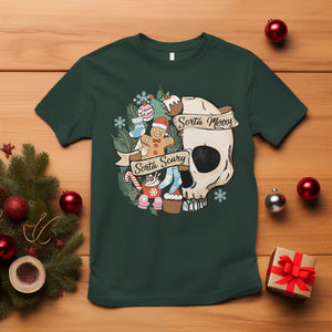 Skull Christmas T Shirt Sorta Scary Sorta Merry TS02 Dark Forest Green Printyourwear